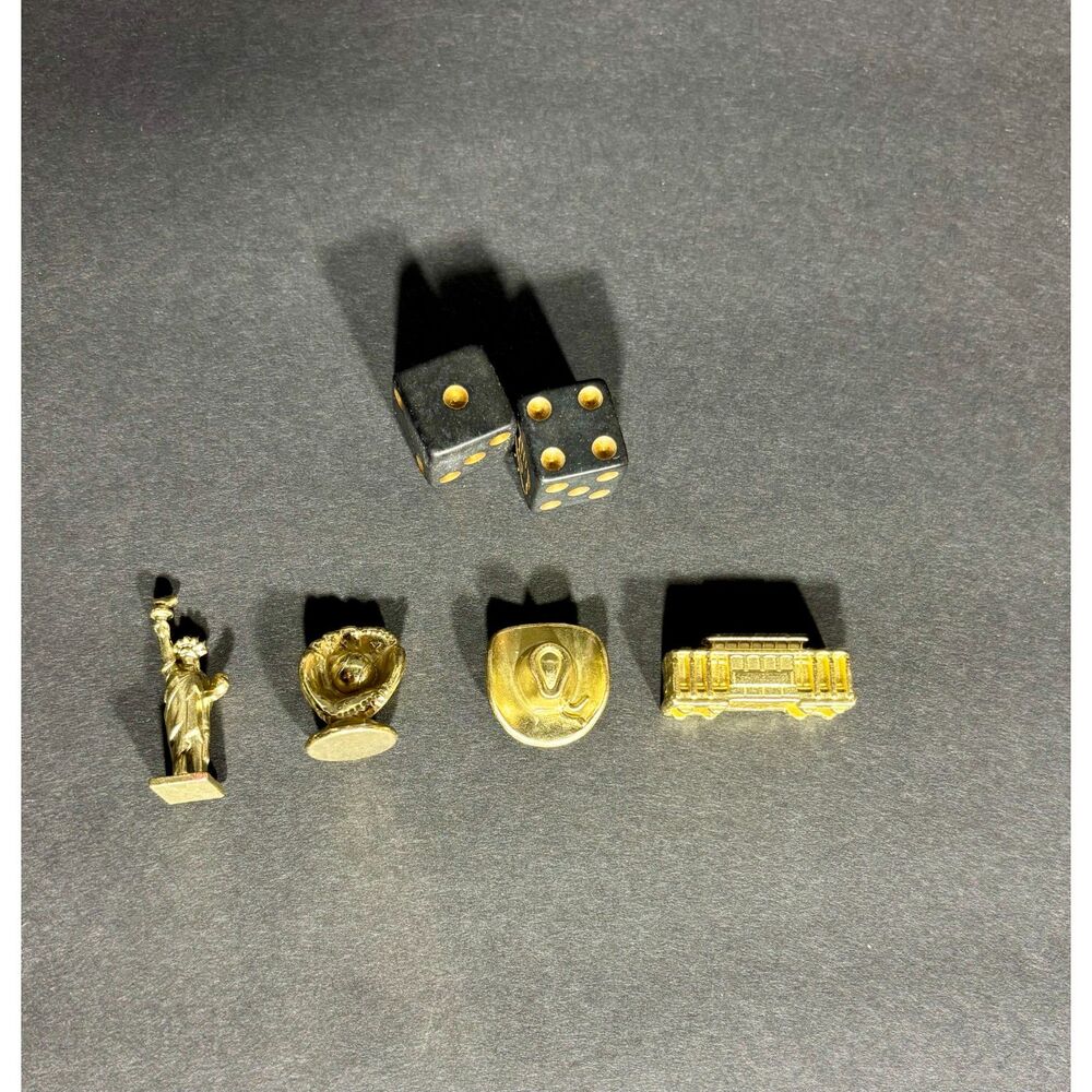 Monopoly Here & Now USA Edition Tokens & Dice – Set of 6 Pieces Gold Tone 2006